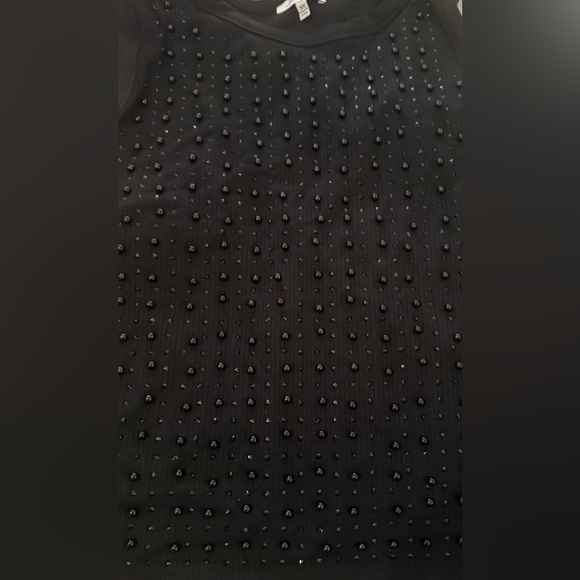 NWT White Birch Pearl & Rhinestone Black Sleeveless Top. Can wear up. - Picture 3 of 5